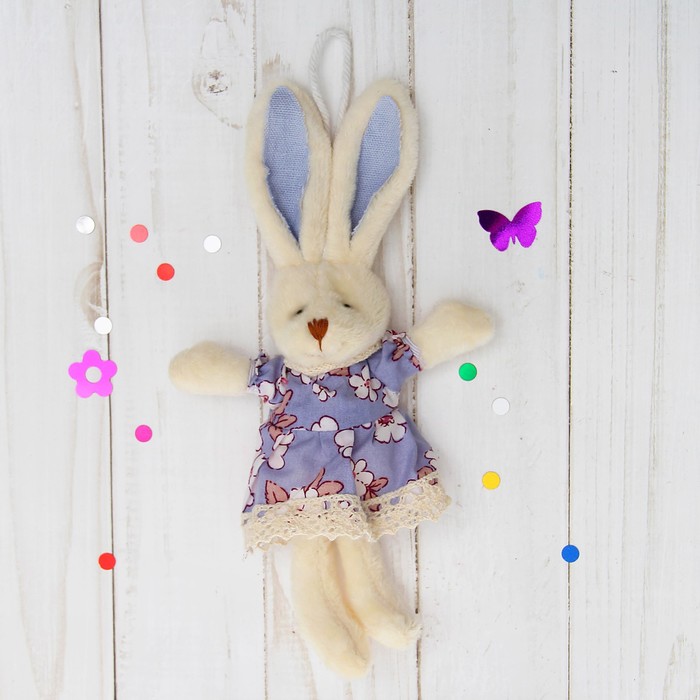 Мягкая игрушка-подвеска "Заинька" платье с кружевом, цвета МИКС