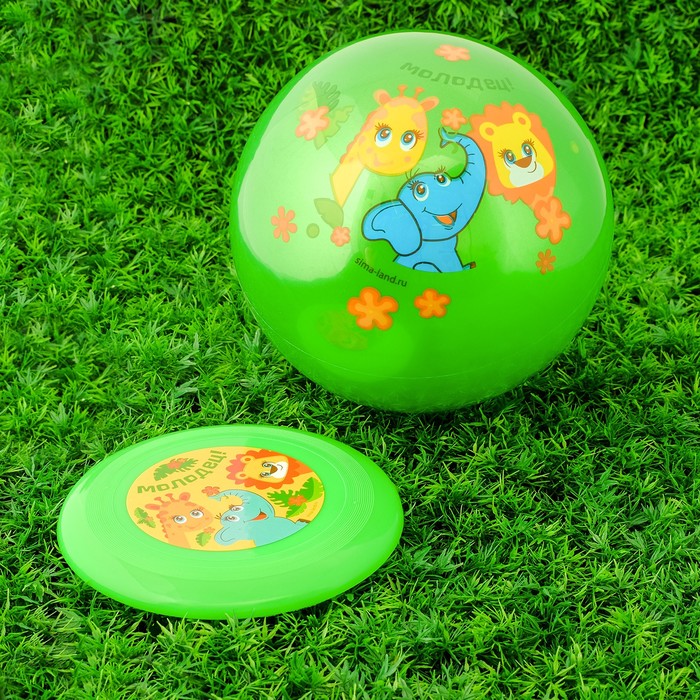 Игровой набор: фрисби, мяч детский "Молодец", 22 см