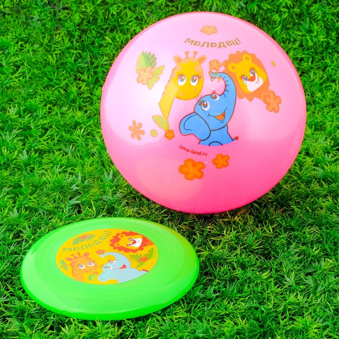 Игровой набор: фрисби, мяч детский "Молодец", 22 см