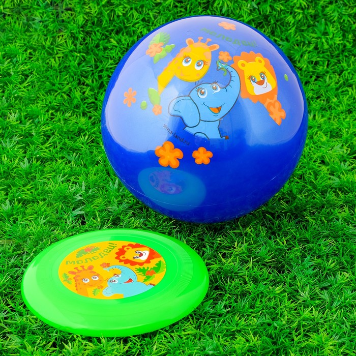 Игровой набор: фрисби, мяч детский "Молодец", 22 см