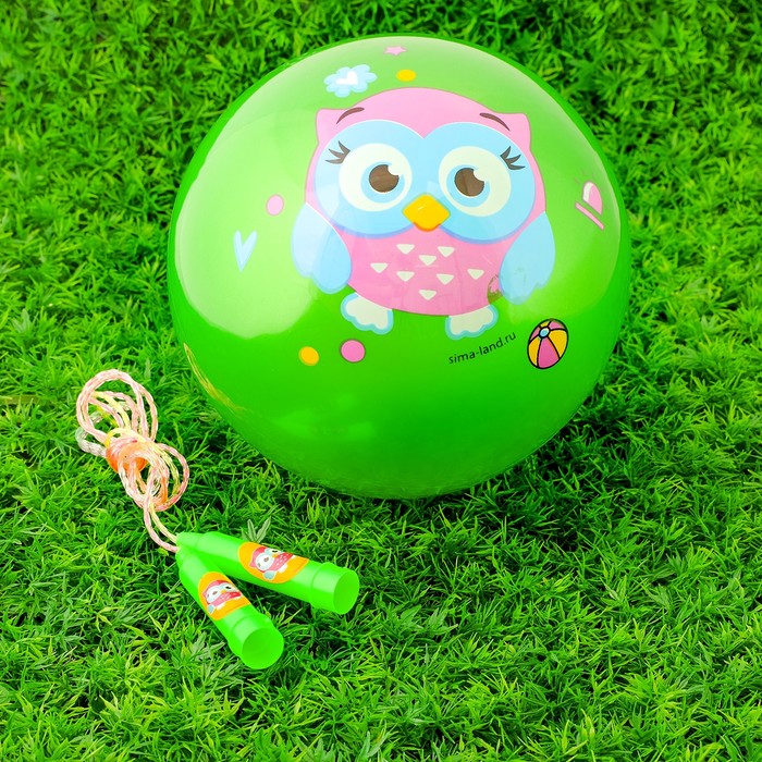 Игровой набор: скакалка, мяч детский "Совенок", 22 см