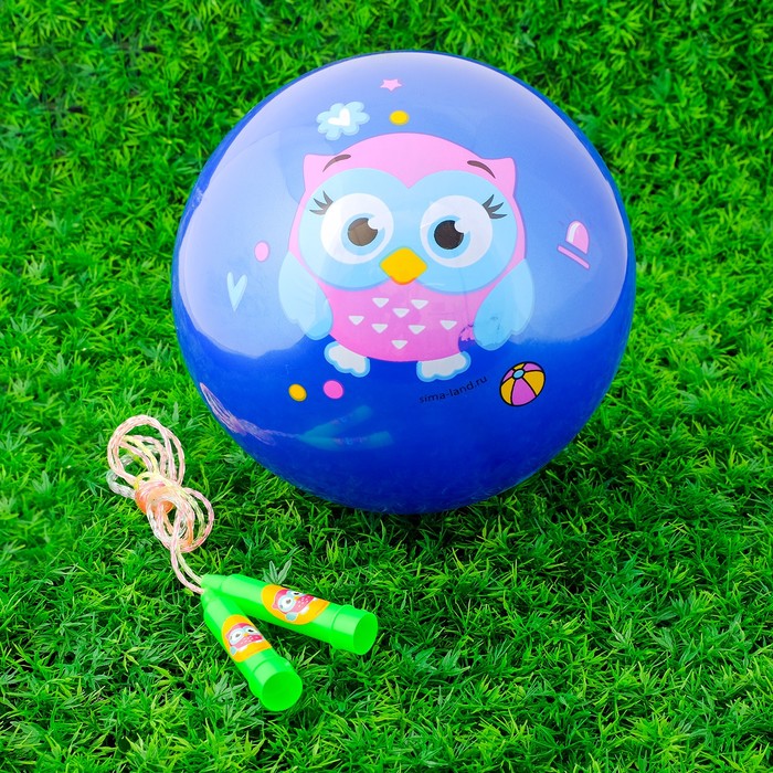 Игровой набор: скакалка, мяч детский "Совенок", 22 см
