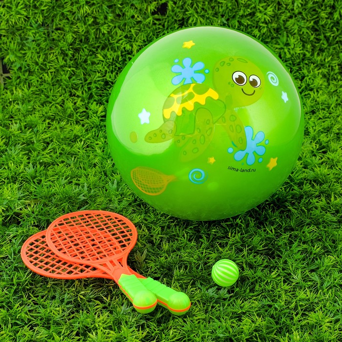 Игровой набор Ракетки, мяч детский Черепашка, 22 см, цвета МИКС