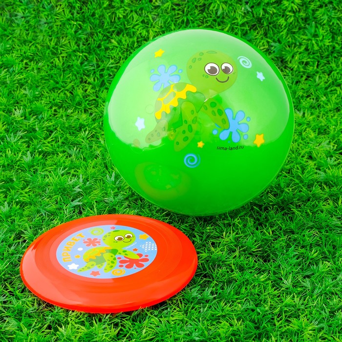 Игровой набор: фрисби, мяч детский "Черепашка", 22 см