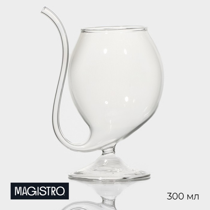 Бокал из стекла с трубочкой для вина Magistro «Пантера», 300 мл бокал стеклянный для вина magistro золотой лист 300 мл 7×19 5 см