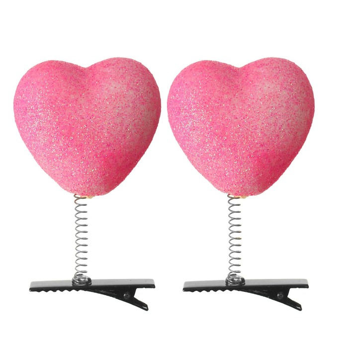 Карнавальный зажим "Сердечко" блеск, цвет розовый