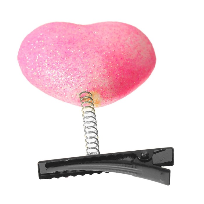 Карнавальный зажим "Сердечко" блеск, цвет розовый