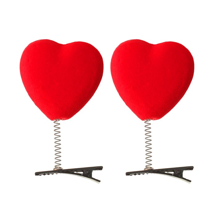 Карнавальный зажим "Сердечко", цвет красный