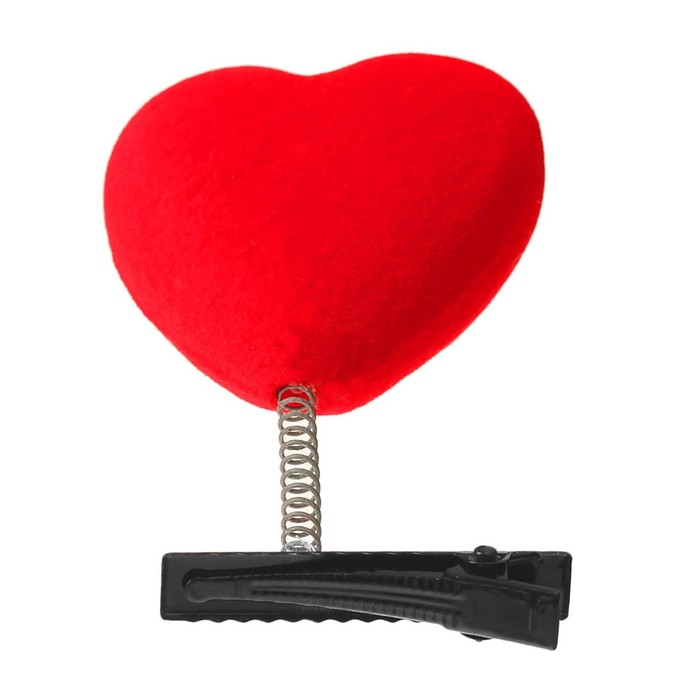 Карнавальный зажим "Сердечко", цвет красный