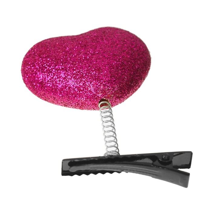 Карнавальный зажим "Сердечко" блеск, цвет фуксия