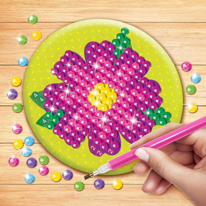 Алмазная вышивка на зеркале "Цветочек", 7,5 см