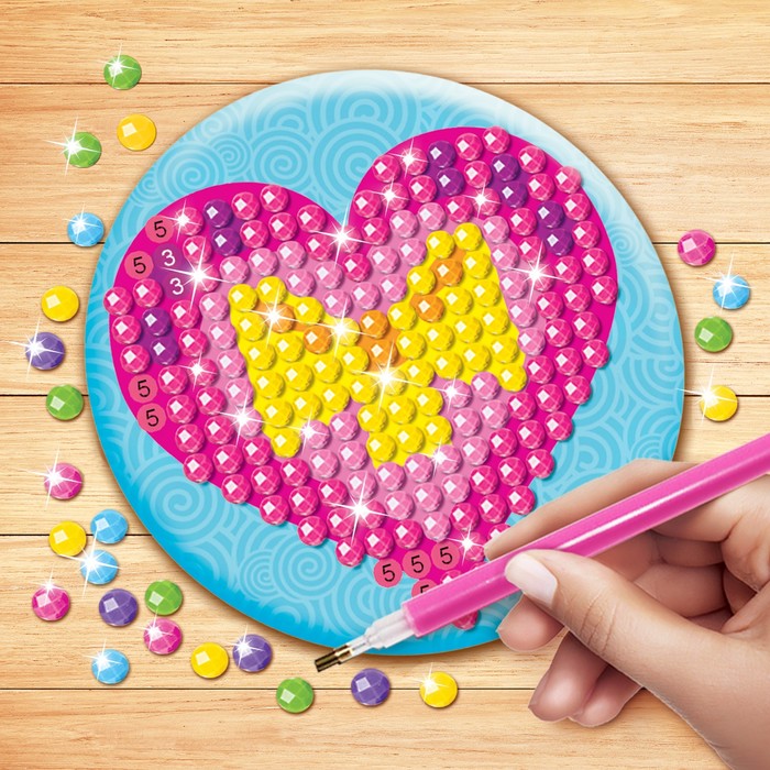 Алмазная вышивка на зеркале "Сердце", 7,5 см