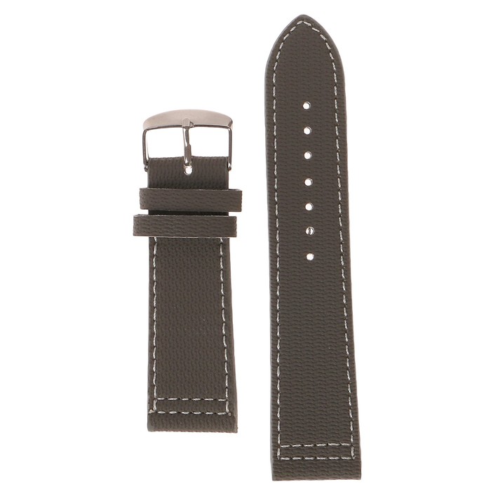 Ремешок для часов, кожзам, 24мм, хаки с белой строчкой 22,5см