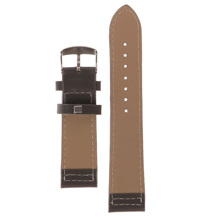 Ремешок для часов, кожзам, 22мм, серый с белой строчкой 22,5см