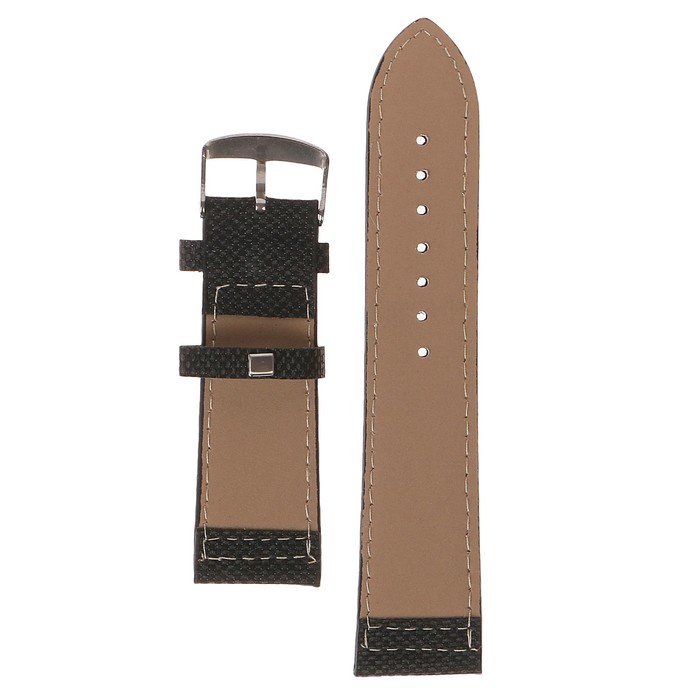 Ремешок для часов, кожзам, 24мм, темно-серый с белой строчкой 22,5см