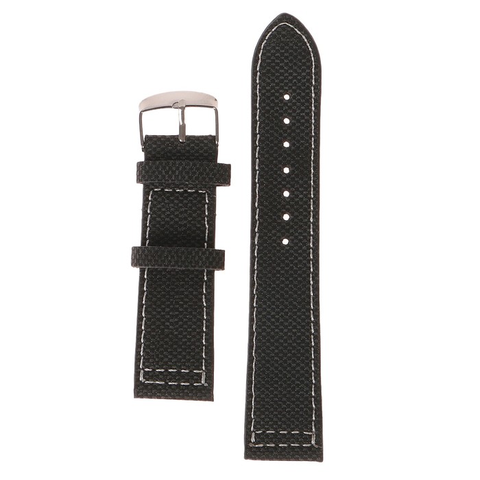 Ремешок для часов, кожзам, 22мм, темно-серый с белой строчкой 22,5см