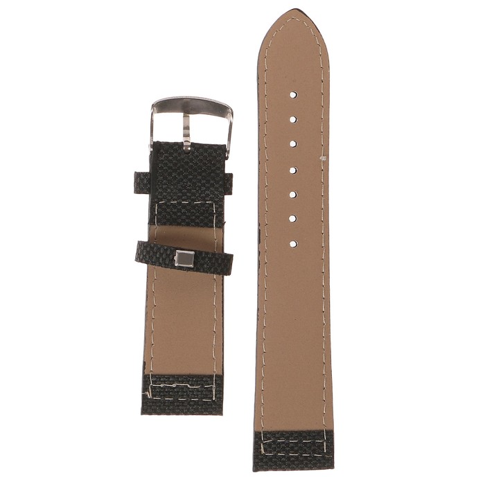 Ремешок для часов, кожзам, 22мм, темно-серый с белой строчкой 22,5см