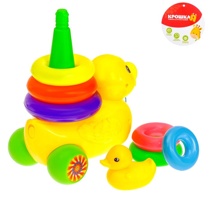 Пирамидка-каталка «Уточка», 6 колец