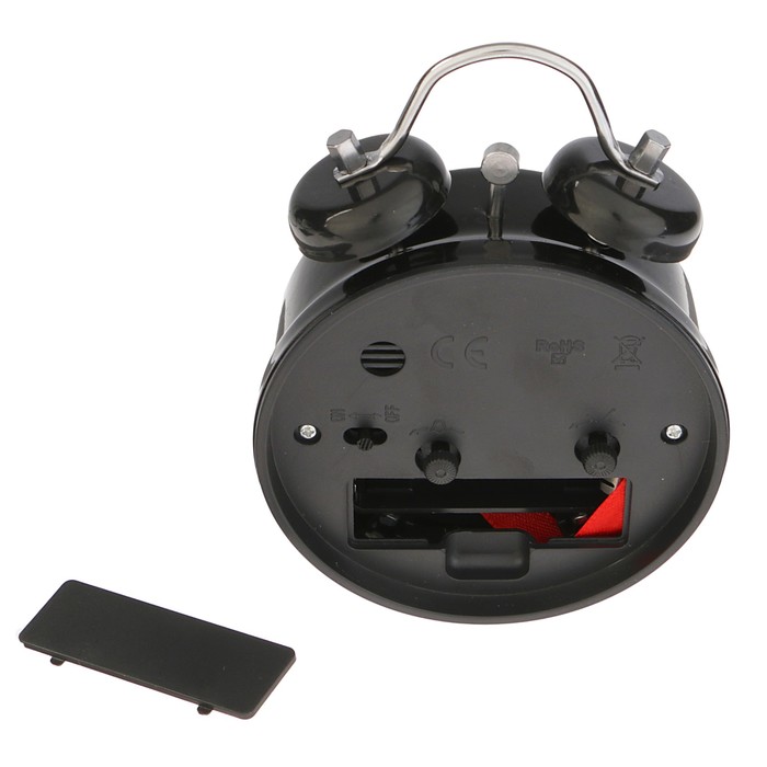 Будильник d=7см, Классика, циф-т белый, металл, 1АА бат., черный, 9*13см