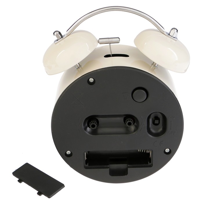 Будильник d=11см Пастельные тона, циф-т черн, подсветка, металл, 1АА бат, бежевый, 11*16,5см