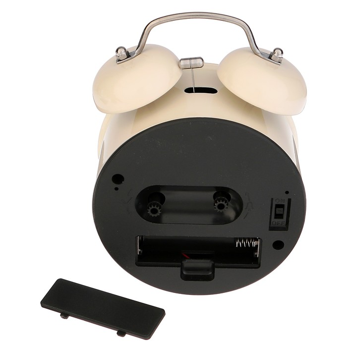 Будильник d=9,1см Пастельные тона, циф-т белый, металл, 1АА бат, бежевый, 9,5*14см