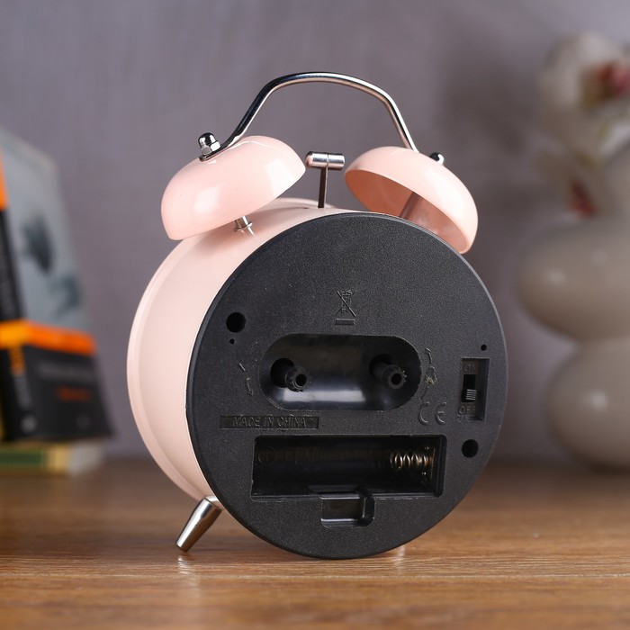 Будильник d=9,1см Пастельные тона, циф-т белый, металл, 1АА бат, розовый, 9,5*14см