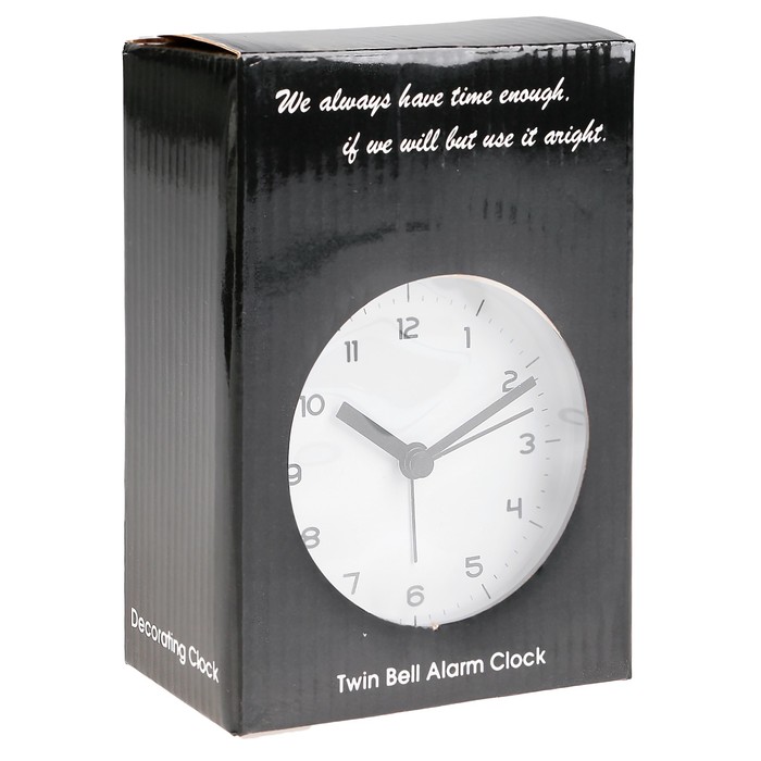 Будильник d=9см, циф-т белый, металл, 1АА бат, серебристый матовый, 9,5*14см