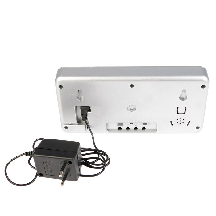 Электронные часы-будильник, время, дата, день нед, темп-ра, красн цифры, хром, 22*10,5 см