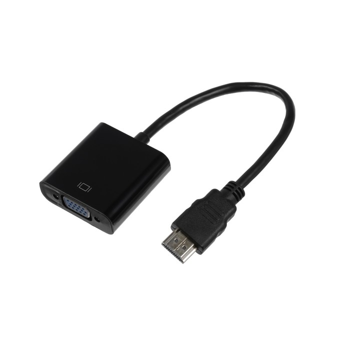 цена Переходник LuazON PL-001, HDMI-VGA, провод 0.2 м, чёрный