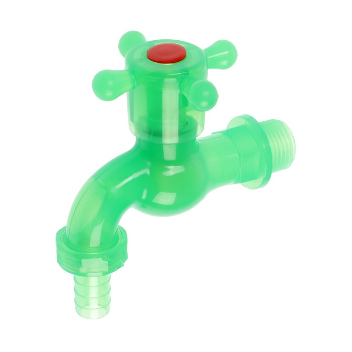 Кран водоразборный ZEIN со штуцером с крестовой ручкой PP зеленый 54₽