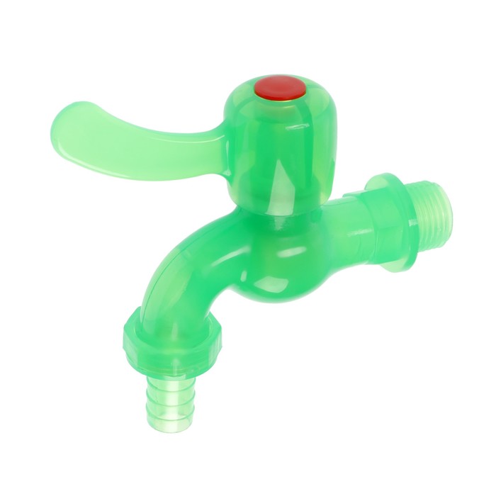 Кран водоразборный ZEIN со штуцером с плоской ручкой PP зеленый 54₽