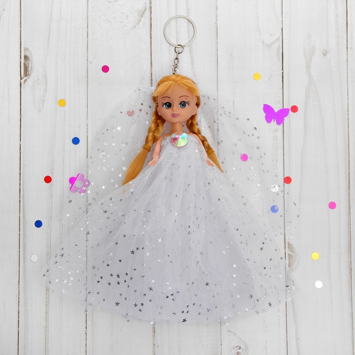 Игрушка-брелок "Куколка" на голове фата, платье в звёздочку