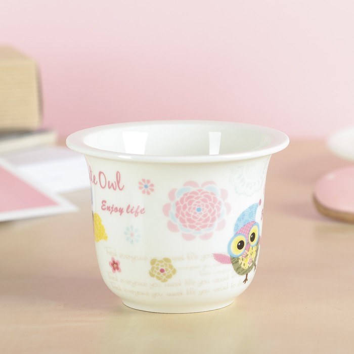 Кружка 400 мл "Веселая сова", с керамическим ситом и крышкой