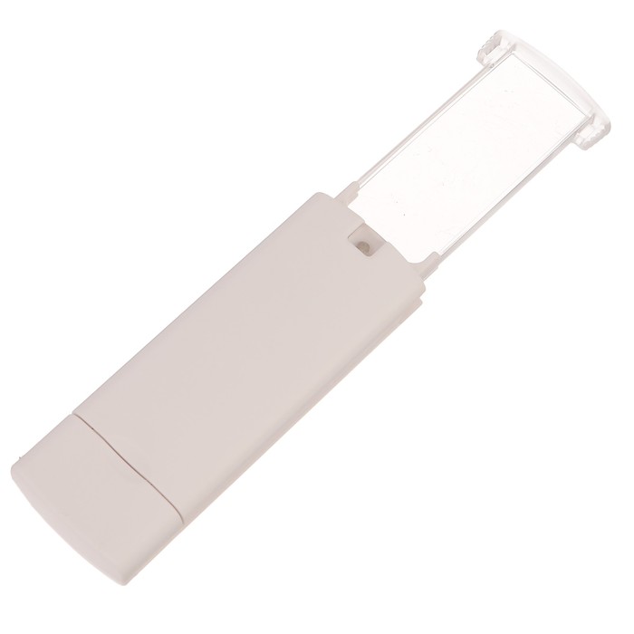 Лупа 5х, стекло 2.5х5.5 см, выдвижная, фонарик 1 диод, бат. таблетка, белая, 3х9 см