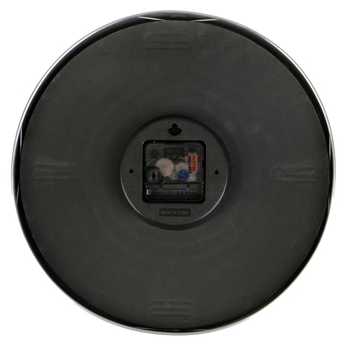 Часы настенные круг, рама хромир-я, циф-т серый утопленный, цифры 3,6,9,12, d=30см