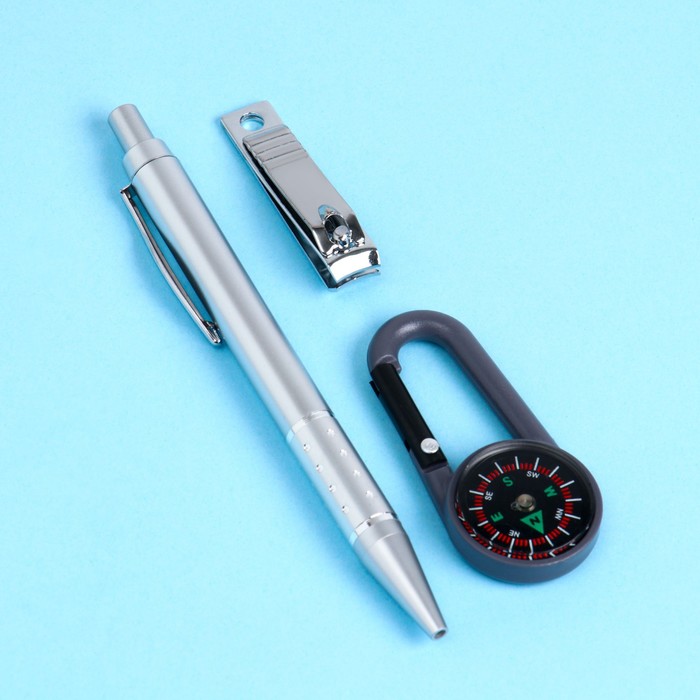 Набор подарочный 3в1 (ручка, кусачки, карабин-компас)