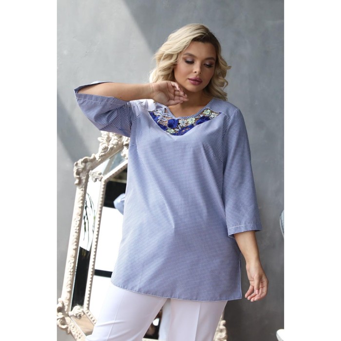 Блуза женская, размер 62, цвет синий