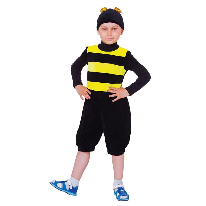 Карнавальный костюм "Шмель", шапка, комбинезон, р-р 28, рост 98-104 см