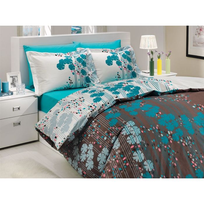 КПБ "VENTURA" 2 сп., размер 200х220, 240х260, 50х70, 70х70 по 2 шт., цвет бирюза, поплин