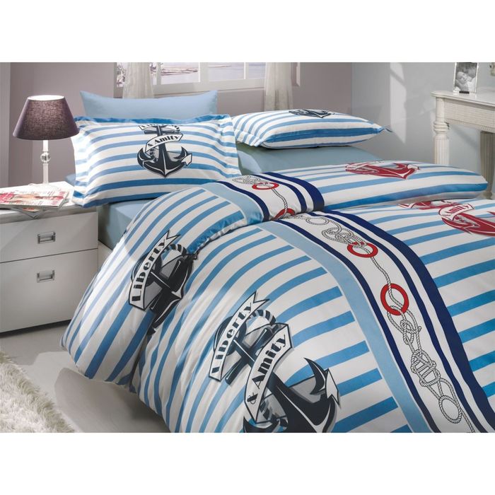 КПБ "BERMUDA" 2 сп., размер 200х220, 240х260, 50х70, 70х70 по 2 шт., цвет синий, поплин