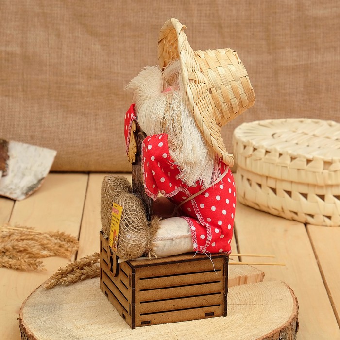 Оберег-домовой "Славуся на сундуке, с рублем", средний 35х18х15 см микс