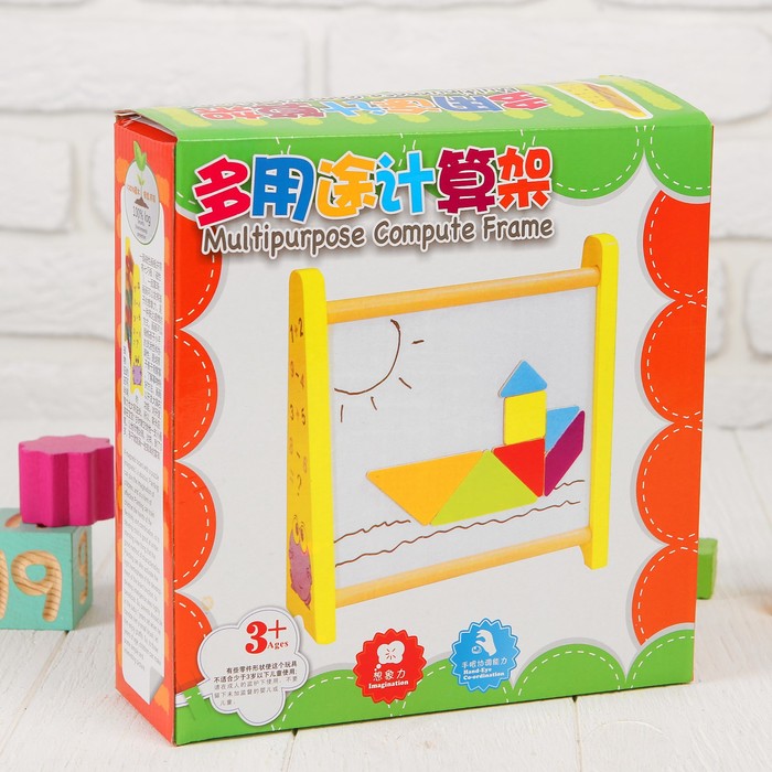 Счёты с магнитно-маркерной доской "Учимся считать", в наборе маркер, магнитный танграм