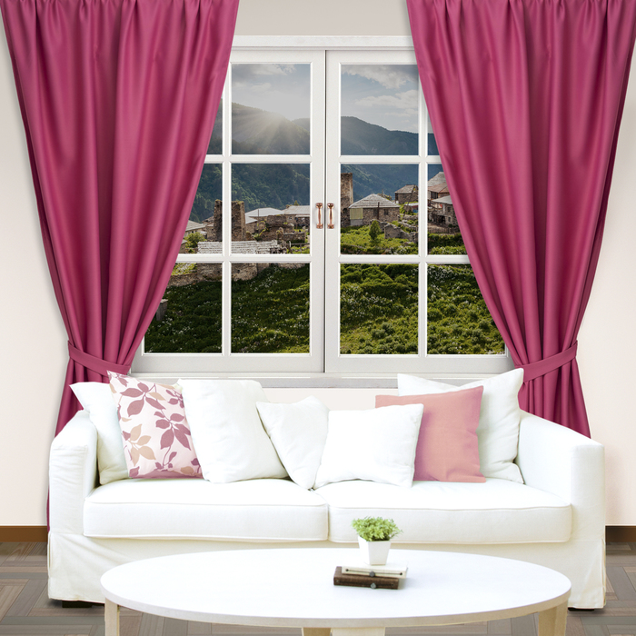 Штора портьерная "Этель" 200х250 см, цвет розовый, блэкаут, 100% п/э