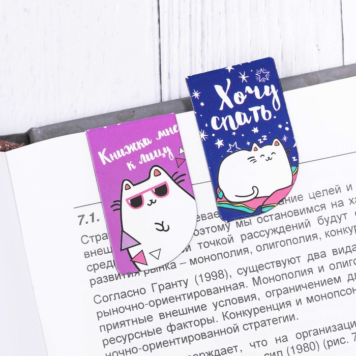 Набор магнитных закладок "Из жизни котика", 4 шт.