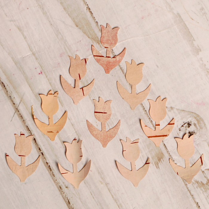 Набор заготовок для творчества «Тюльпаны», 10 шт, 2,5х1,7 см, береста