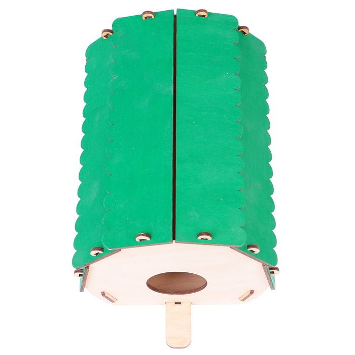 Скворечник "Круглый домик" зелёная крыша, 24 х 12 х 15