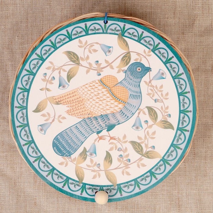 Футляр подарочный «Птица», синяя, 21х21х6 см, ива