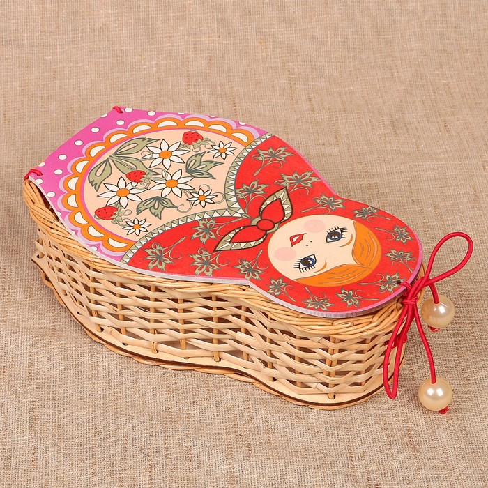 Футляр подарочный «Матрёшка - лето», малая, ива 12х5х20 см