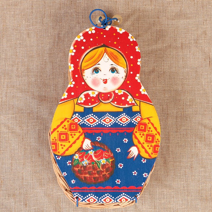 Футляр подарочный «Матрёшка с корзинкой», средняя, ива 15х6х25 см