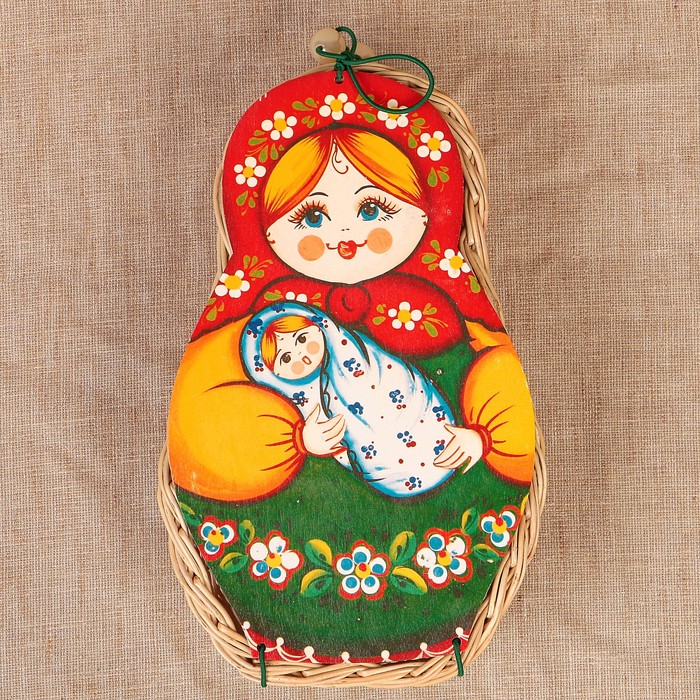 Футляр подарочный «Матрёшка с младенцем», средняя, ива 15х6х25 см